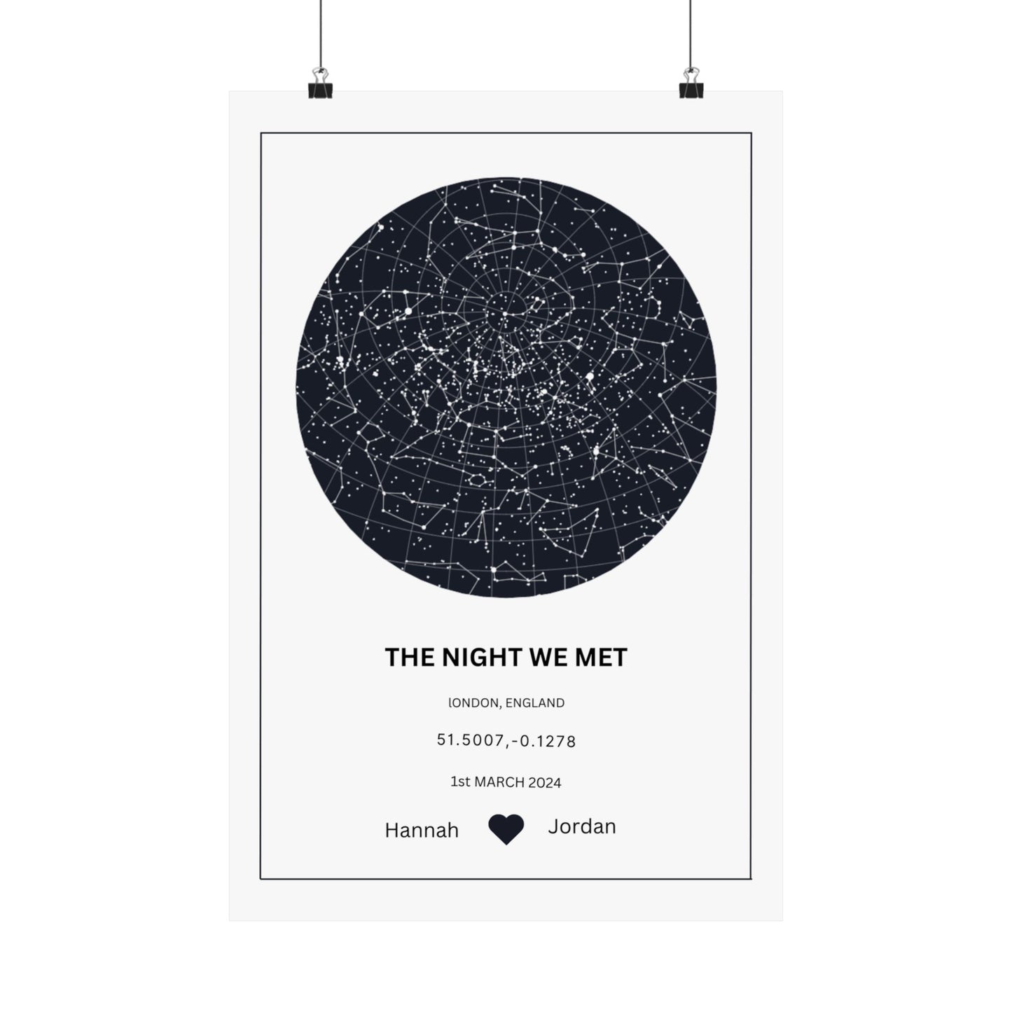 Personalized Star Map Poster, Custom Night Sky Print, Unique Gift for Couples, Anniversary Decor, Celestial Wall Art