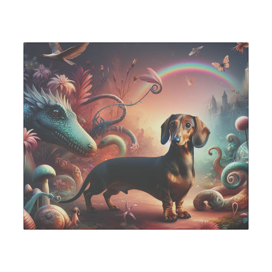 Whimsical Dog Dachshund Canvas Art, Perfect for Pet Lovers, Fantasy Wall Decor, Unique Home Decor, Gift for Dog Owners