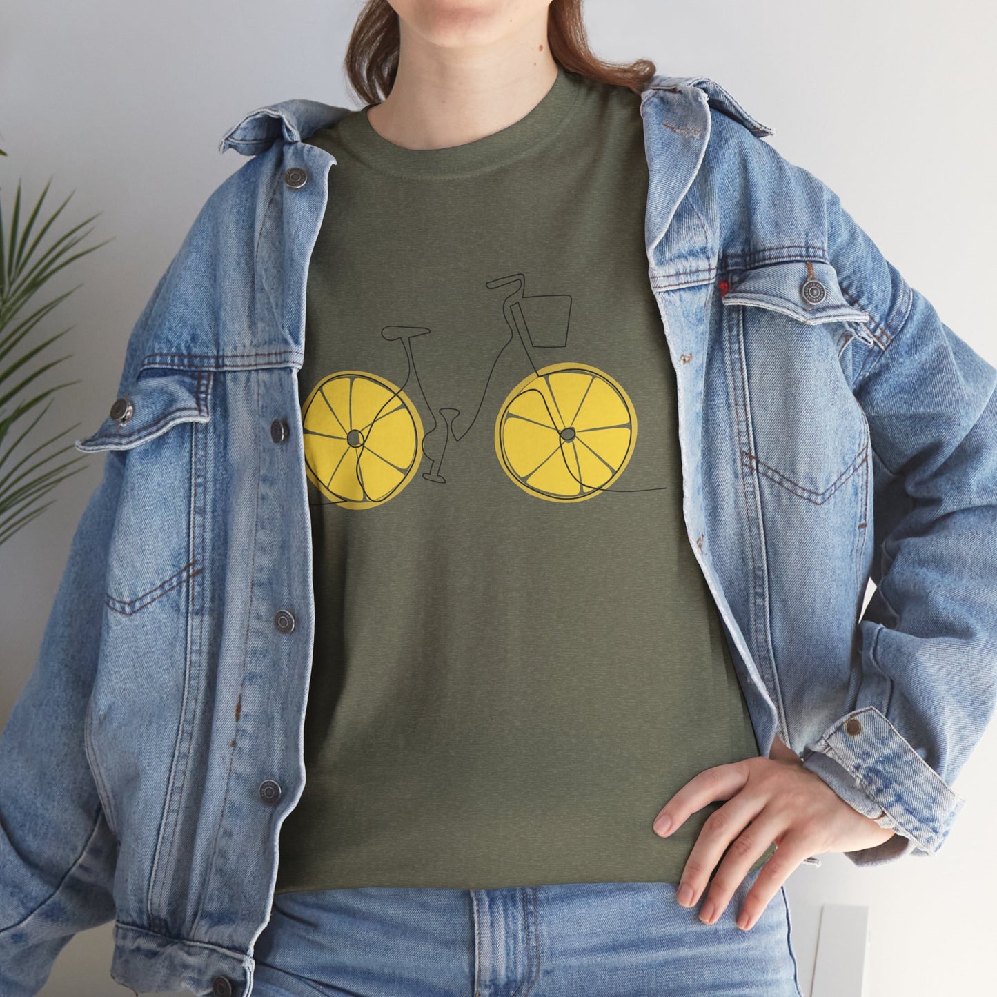 Bicycle and Lemons Tee | Sporty Unisex Heavy Cotton Tee, Fun Gift for him, Casual Wear, Bike Enthusiasts, Summer Style, Gift for her