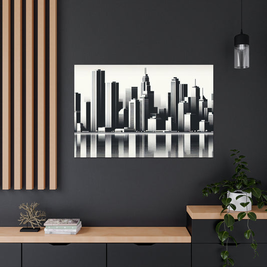 Modern Cityscape Canvas Gallery Wrap, Black and White Art, Urban Decor, Home Wall Art, Minimalist Gift