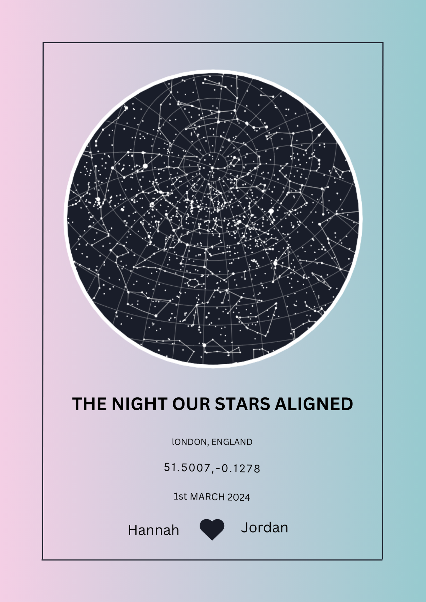 Personalized Star Map Poster, Celestial Decor, Anniversary Gift, Custom Wall Art, Unique Home Decor, Gift for Couples