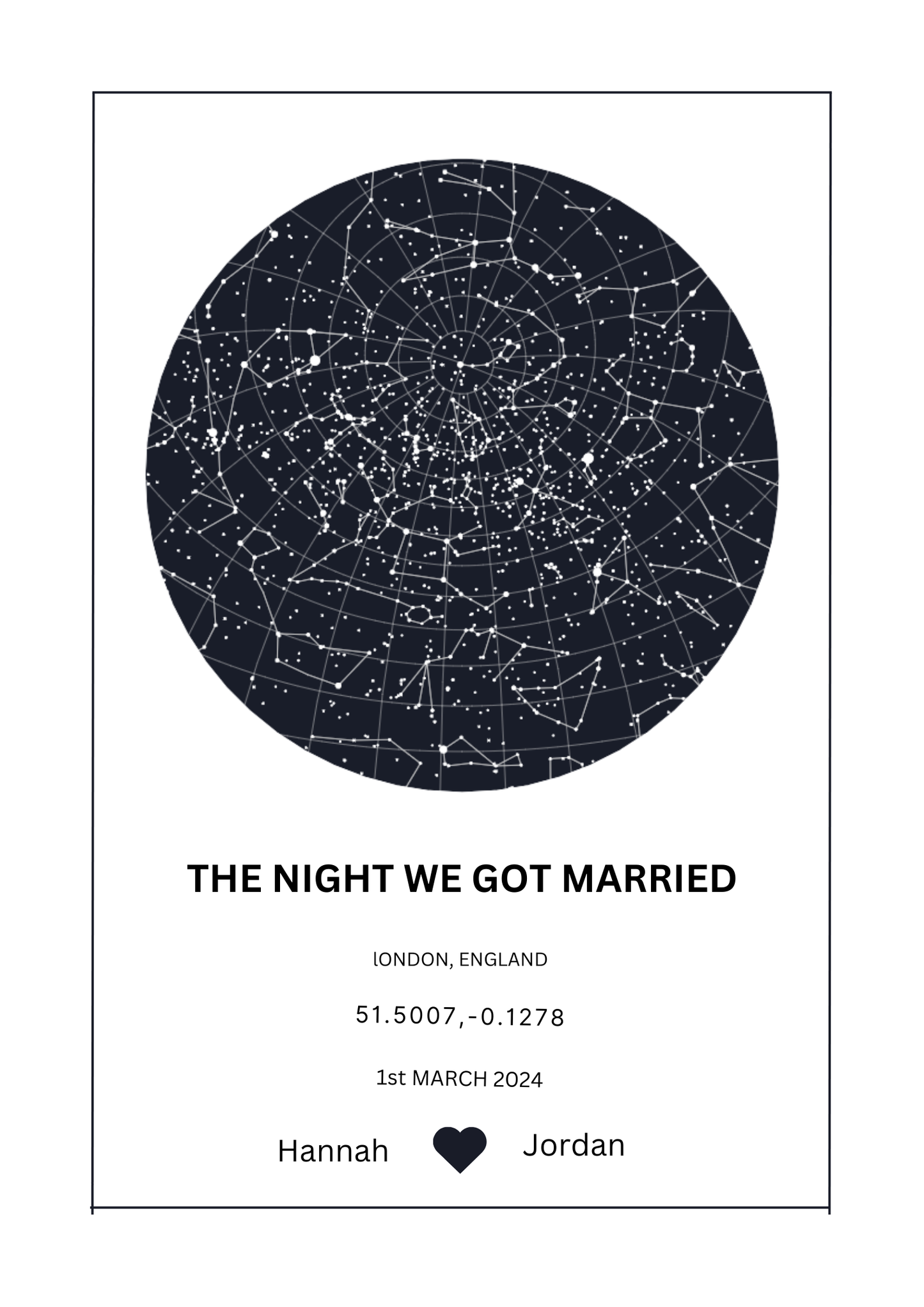 Personalized Star Map Poster, Custom Night Sky Print, Unique Gift for Couples, Anniversary Decor, Celestial Wall Art