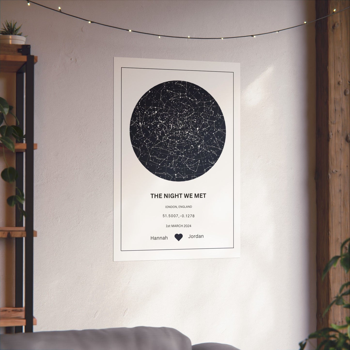 Personalized Star Map Poster, Custom Night Sky Print, Unique Gift for Couples, Anniversary Decor, Celestial Wall Art