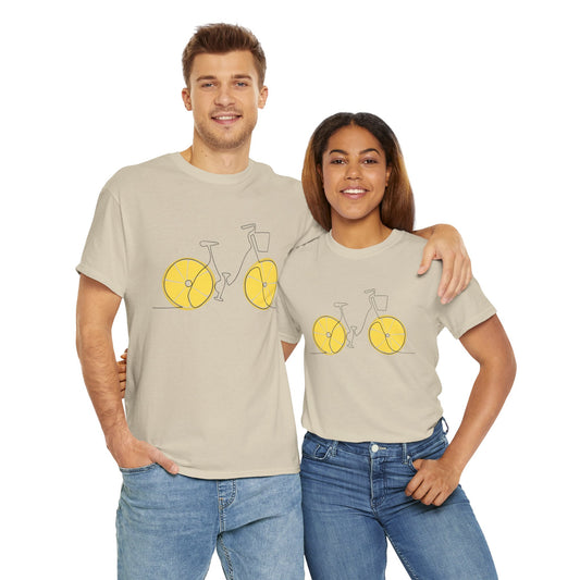 Bicycle and Lemons Tee | Sporty Unisex Heavy Cotton Tee, Fun Gift for him, Casual Wear, Bike Enthusiasts, Summer Style, Gift for her