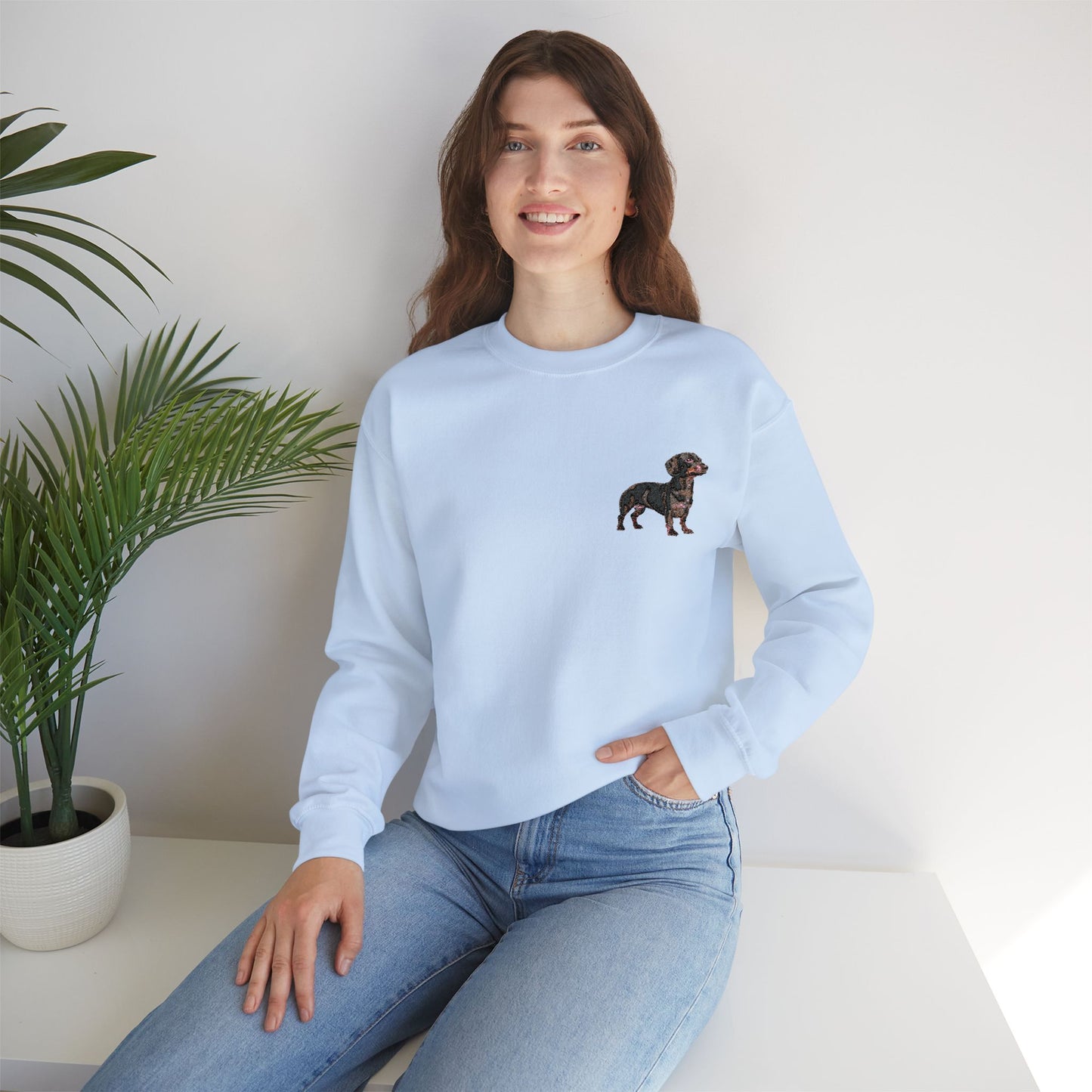 Embroided Dachshund Sweatshirt, Dog Lover Gift, Cute Animal Jumper, Cozy Winter Pullover, Pet Owner Apparel, Custom Embroidery Crewneck