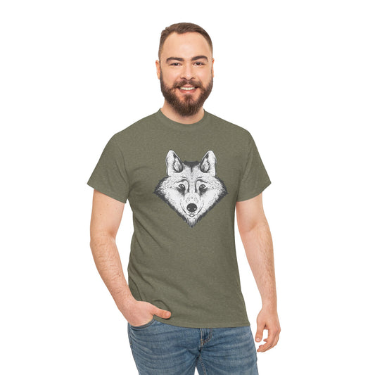 Wolf Graphic Unisex Heavy Cotton Tee, Nature Lover Shirt, Animal Print Tee, Perfect for Gifts, Outdoor Enthusiast Apparel