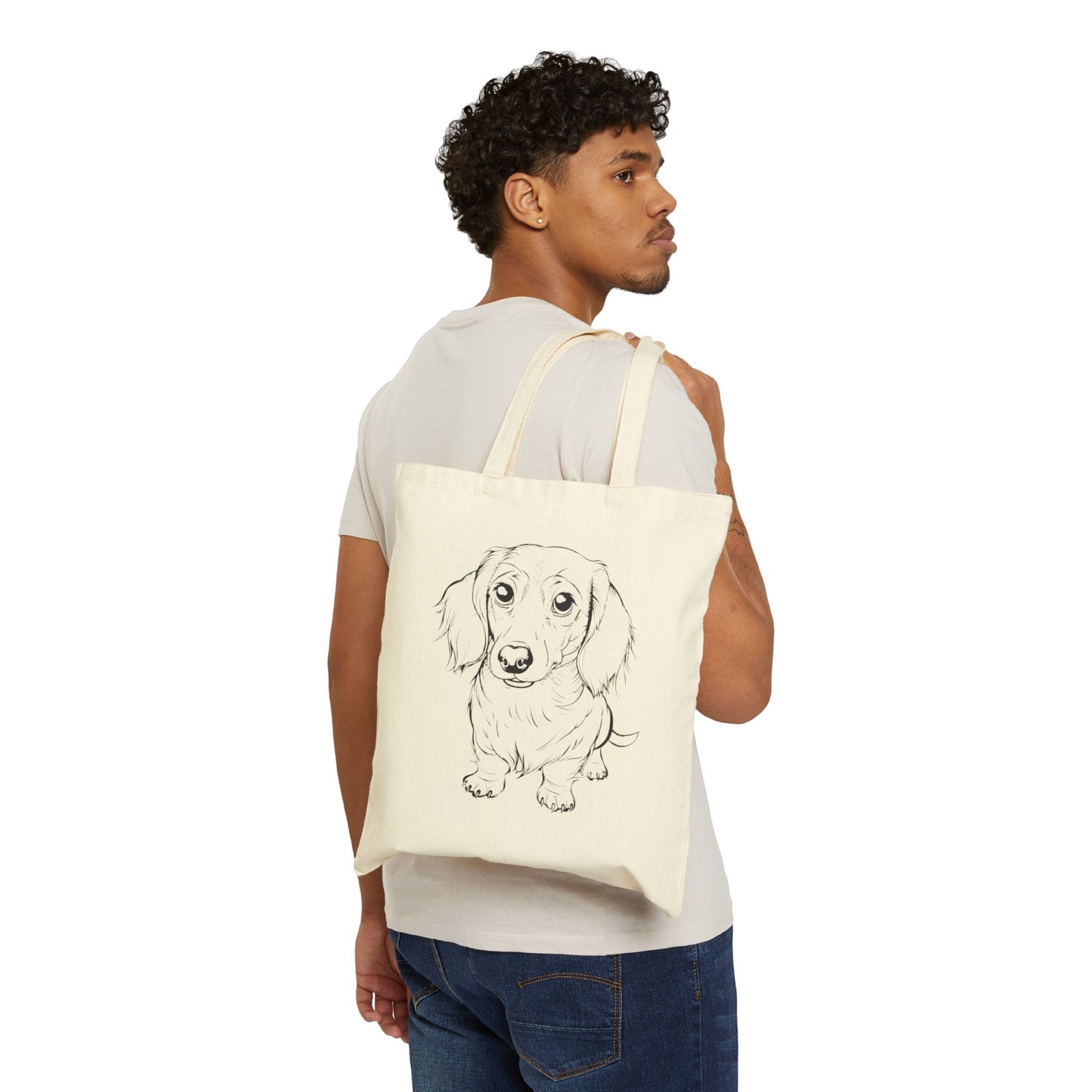 Adorable Dachshund Cotton Canvas Tote Bag - Perfect for Dog Lovers, Eco-Friendly Shopping, Pet Gifts, Beach Trips, and Everyday Use