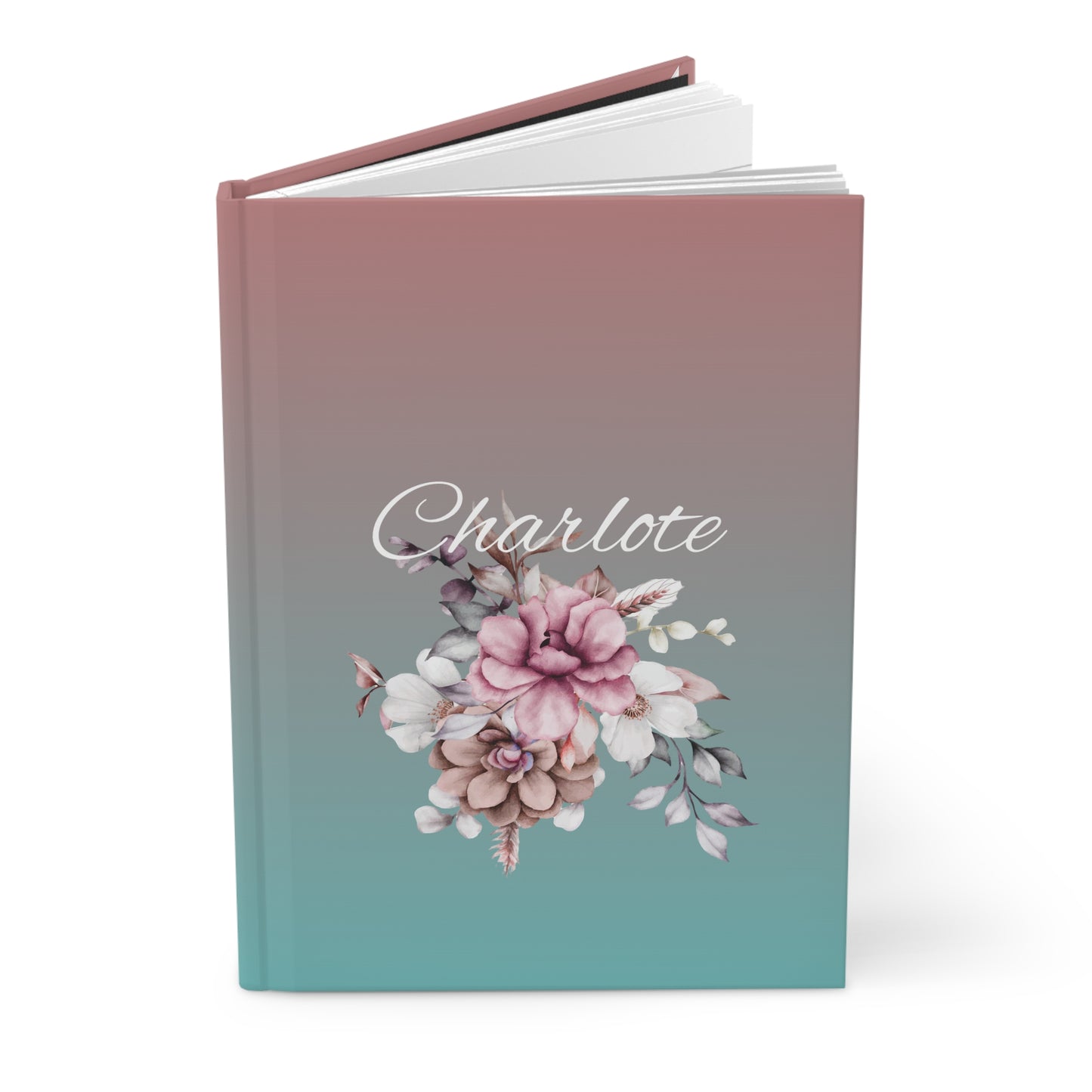 Personalized Floral Hardcover Journal, Elegant Diary, Gift for Charlotte, Custom Notepad, Writing Journal for Women, Personal Organizer